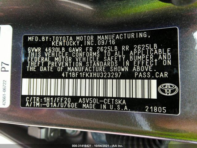 Photo 8 VIN: 4T1BF1FKXHU323297 - TOYOTA CAMRY 