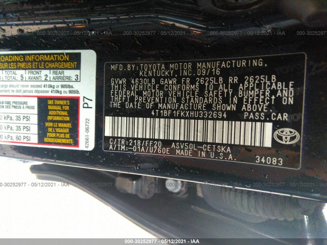 Photo 8 VIN: 4T1BF1FKXHU332694 - TOYOTA CAMRY 