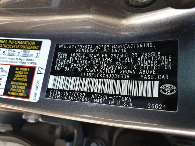 Photo 9 VIN: 4T1BF1FKXHU334638 - TOYOTA CAMRY LE 