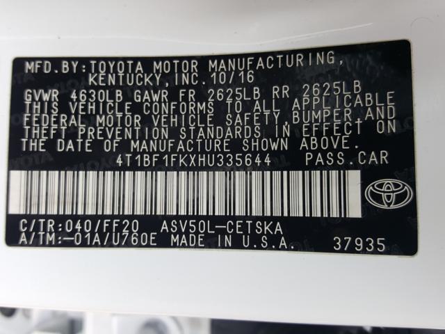 Photo 9 VIN: 4T1BF1FKXHU335644 - TOYOTA CAMRY LE 