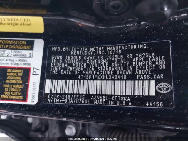 Photo 8 VIN: 4T1BF1FKXHU340410 - TOYOTA CAMRY 