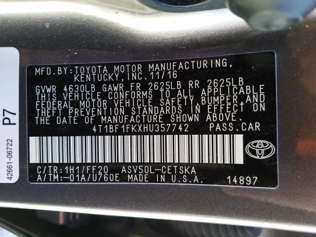 Photo 9 VIN: 4T1BF1FKXHU357742 - TOYOTA CAMRY LE 