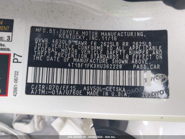 Photo 8 VIN: 4T1BF1FKXHU362228 - TOYOTA CAMRY 