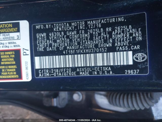 Photo 8 VIN: 4T1BF1FKXHU370152 - TOYOTA CAMRY 