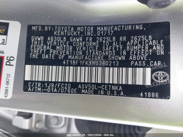 Photo 8 VIN: 4T1BF1FKXHU380213 - TOYOTA CAMRY 