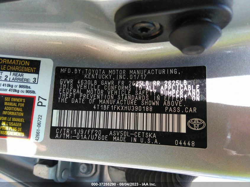 Photo 8 VIN: 4T1BF1FKXHU390188 - TOYOTA CAMRY 