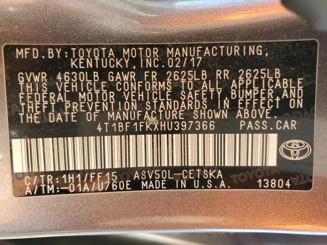 Photo 12 VIN: 4T1BF1FKXHU397366 - TOYOTA CAMRY LE 