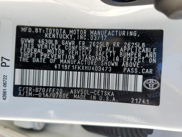 Photo 9 VIN: 4T1BF1FKXHU403473 - TOYOTA CAMRY LE 