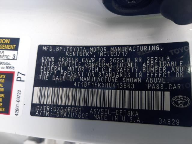 Photo 9 VIN: 4T1BF1FKXHU413663 - TOYOTA CAMRY LE 