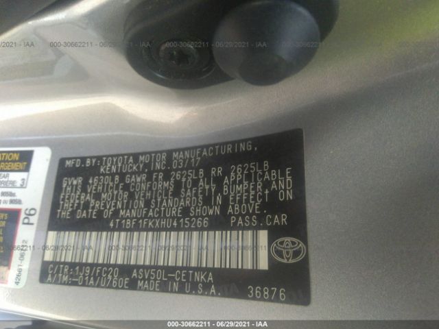 Photo 8 VIN: 4T1BF1FKXHU415266 - TOYOTA CAMRY 