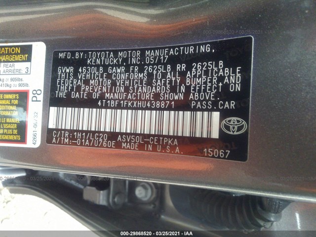 Photo 8 VIN: 4T1BF1FKXHU438871 - TOYOTA CAMRY 