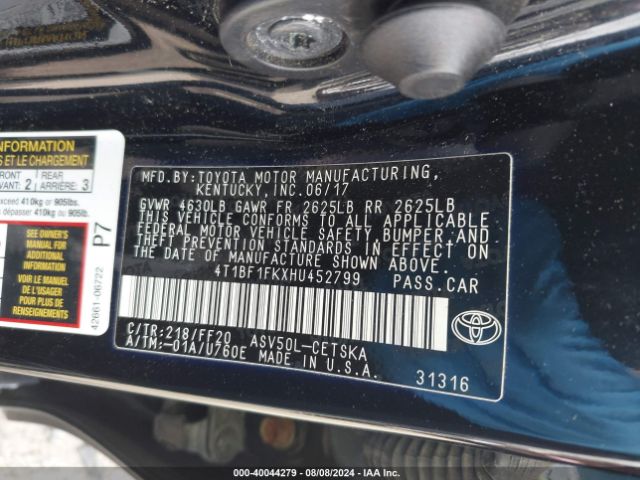 Photo 8 VIN: 4T1BF1FKXHU452799 - TOYOTA CAMRY 