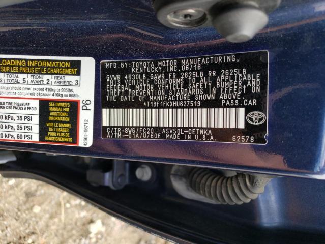 Photo 11 VIN: 4T1BF1FKXHU627519 - TOYOTA CAMRY 