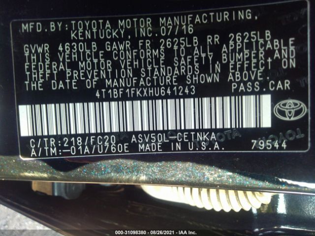 Photo 8 VIN: 4T1BF1FKXHU641243 - TOYOTA CAMRY 