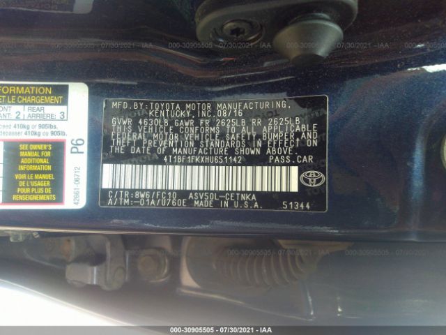 Photo 8 VIN: 4T1BF1FKXHU651142 - TOYOTA CAMRY 