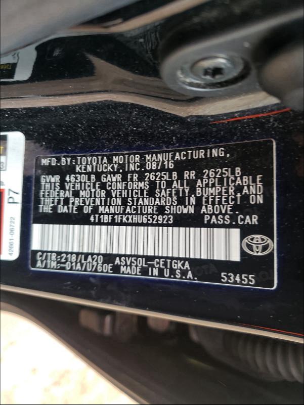 Photo 9 VIN: 4T1BF1FKXHU652923 - TOYOTA CAMRY 