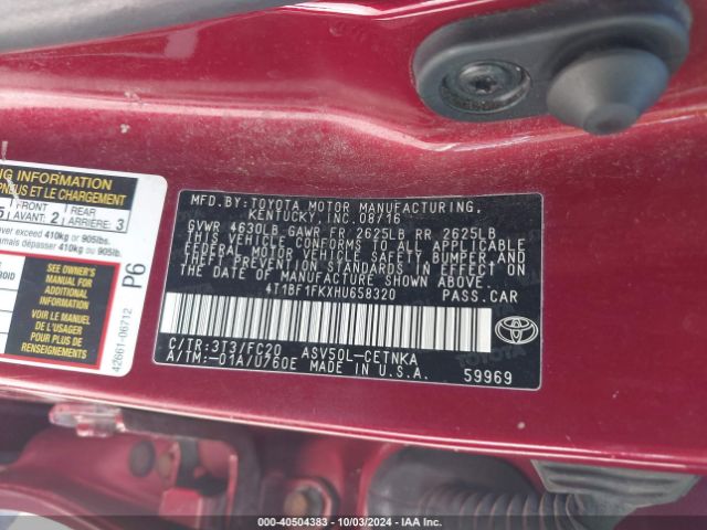 Photo 8 VIN: 4T1BF1FKXHU658320 - TOYOTA CAMRY 