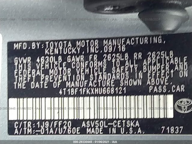 Photo 8 VIN: 4T1BF1FKXHU668121 - TOYOTA CAMRY 