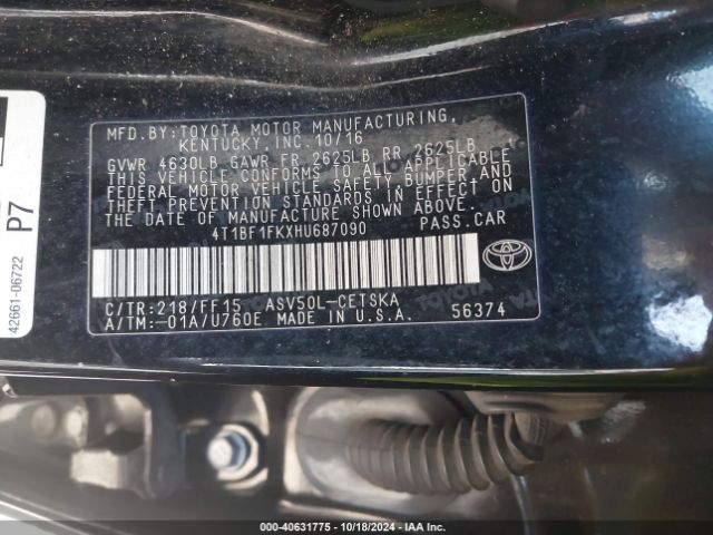 Photo 8 VIN: 4T1BF1FKXHU687090 - TOYOTA CAMRY 