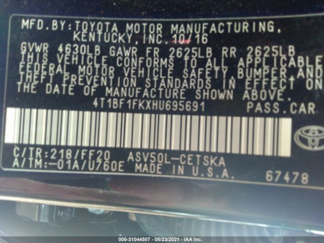 Photo 8 VIN: 4T1BF1FKXHU695691 - TOYOTA CAMRY 