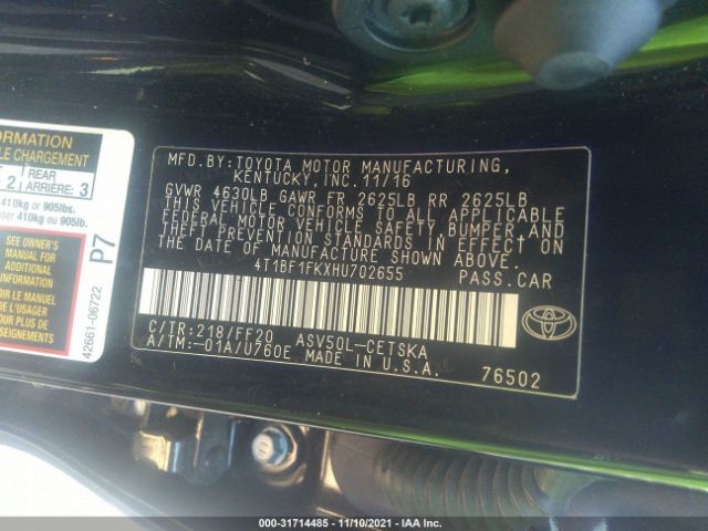 Photo 8 VIN: 4T1BF1FKXHU702655 - TOYOTA CAMRY 