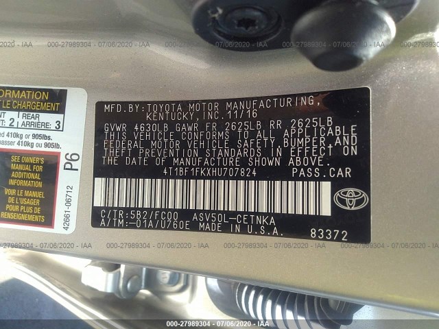 Photo 8 VIN: 4T1BF1FKXHU707824 - TOYOTA CAMRY 