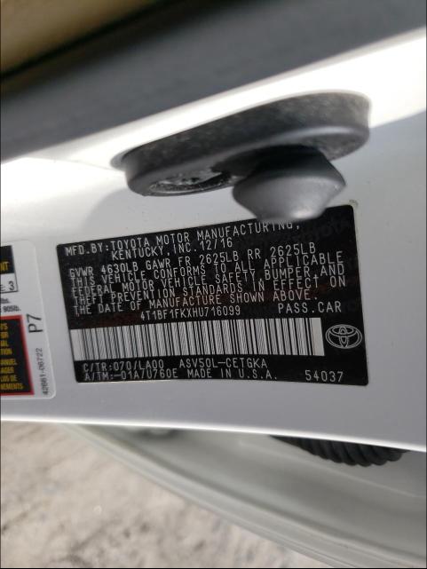 Photo 9 VIN: 4T1BF1FKXHU716099 - TOYOTA CAMRY LE 