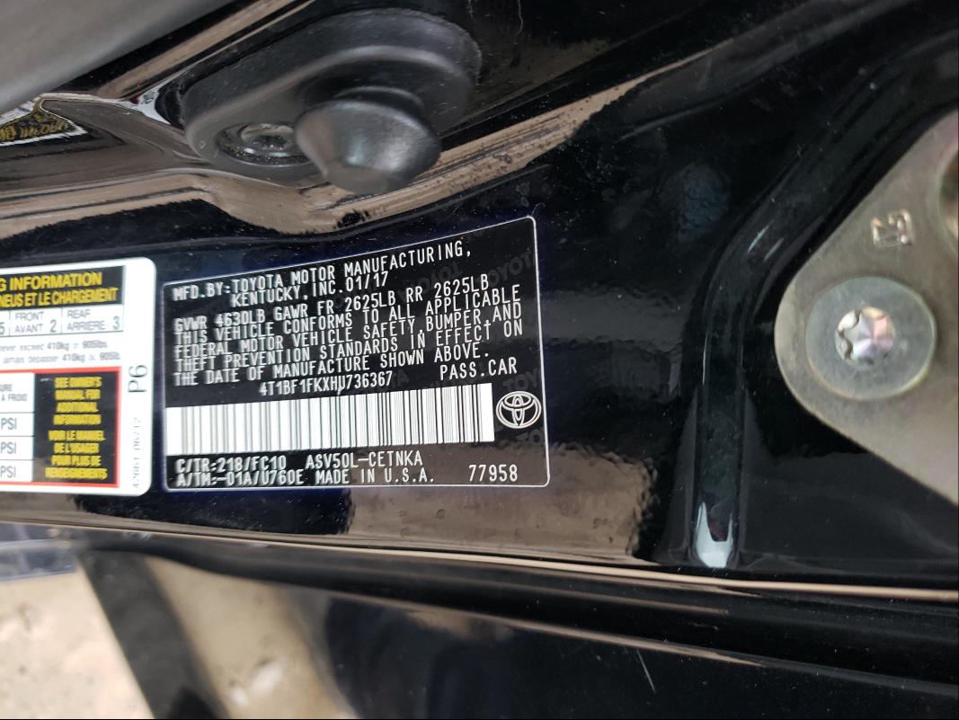 Photo 9 VIN: 4T1BF1FKXHU736367 - TOYOTA CAMRY LE 