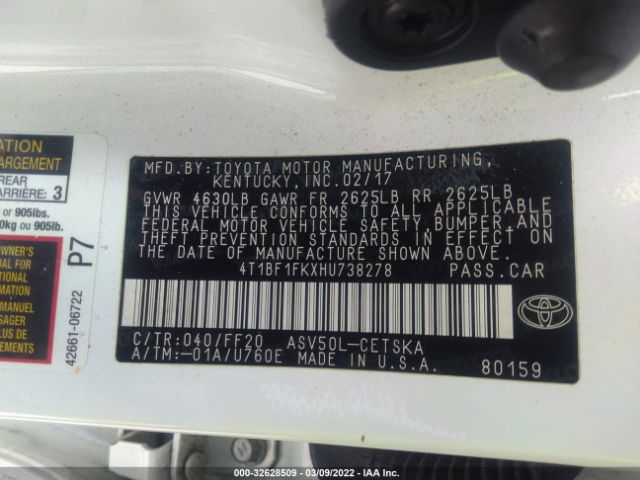 Photo 8 VIN: 4T1BF1FKXHU738278 - TOYOTA CAMRY 