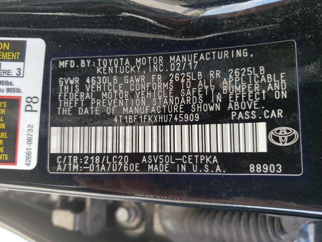 Photo 9 VIN: 4T1BF1FKXHU745909 - TOYOTA CAMRY LE 