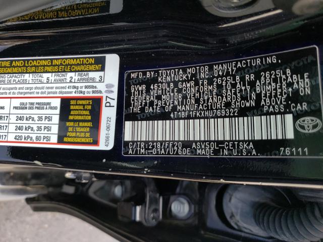 Photo 9 VIN: 4T1BF1FKXHU769322 - TOYOTA CAMRY LE 