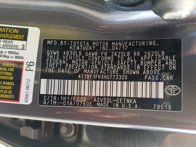 Photo 9 VIN: 4T1BF1FKXHU772320 - TOYOTA CAMRY LE 