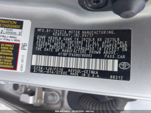 Photo 8 VIN: 4T1BF1FKXHU780093 - TOYOTA CAMRY 