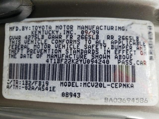 Photo 11 VIN: 4T1BF22K2YU094240 - TOYOTA CAMRY 