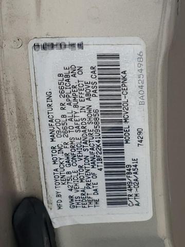 Photo 11 VIN: 4T1BF22K41U958856 - TOYOTA CAMRY LE 