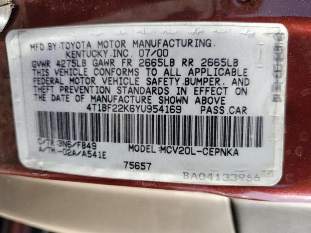 Photo 11 VIN: 4T1BF22K6YU954169 - TOYOTA CAMRY 