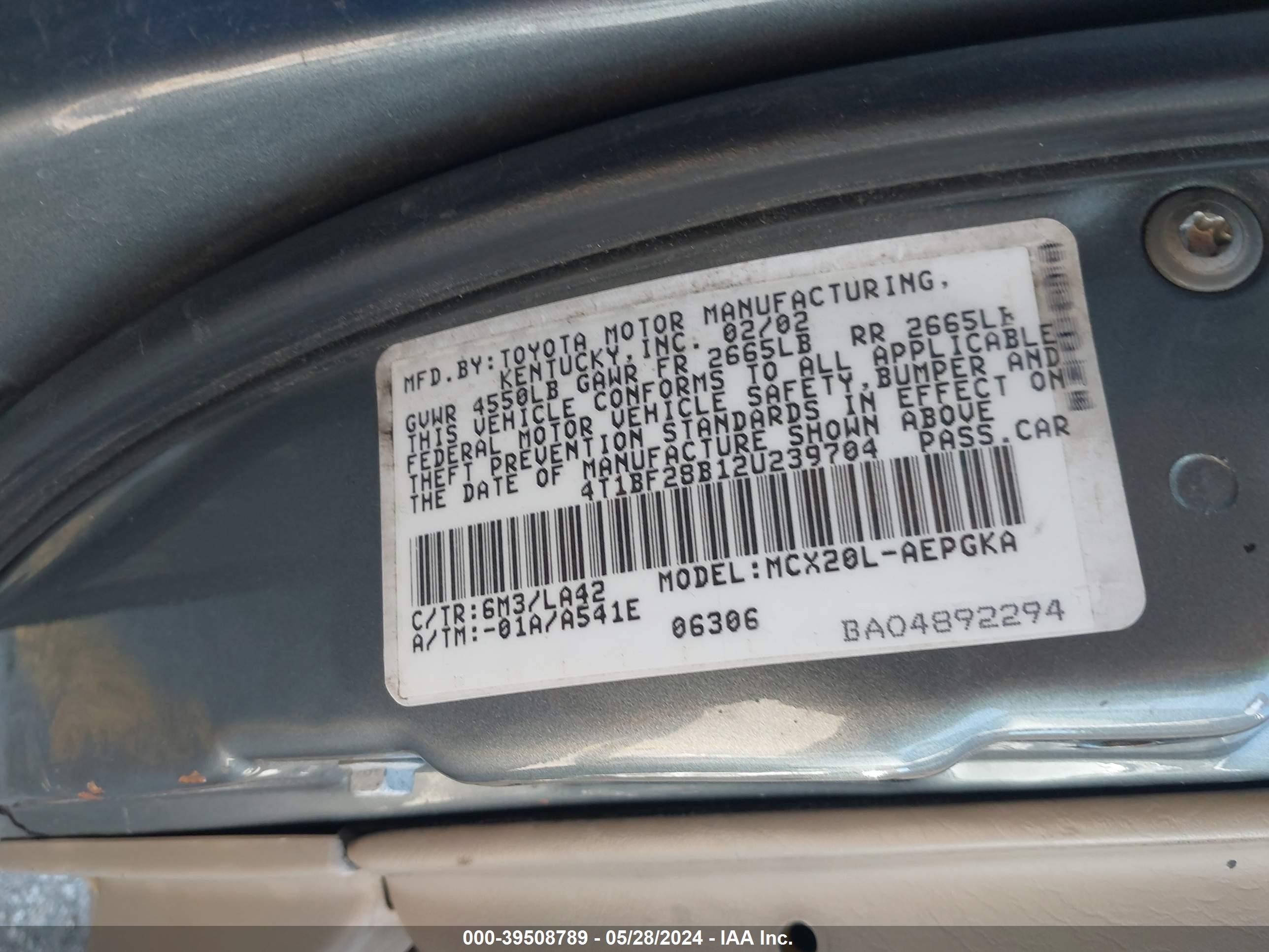 Photo 8 VIN: 4T1BF28B12U239704 - TOYOTA AVALON 