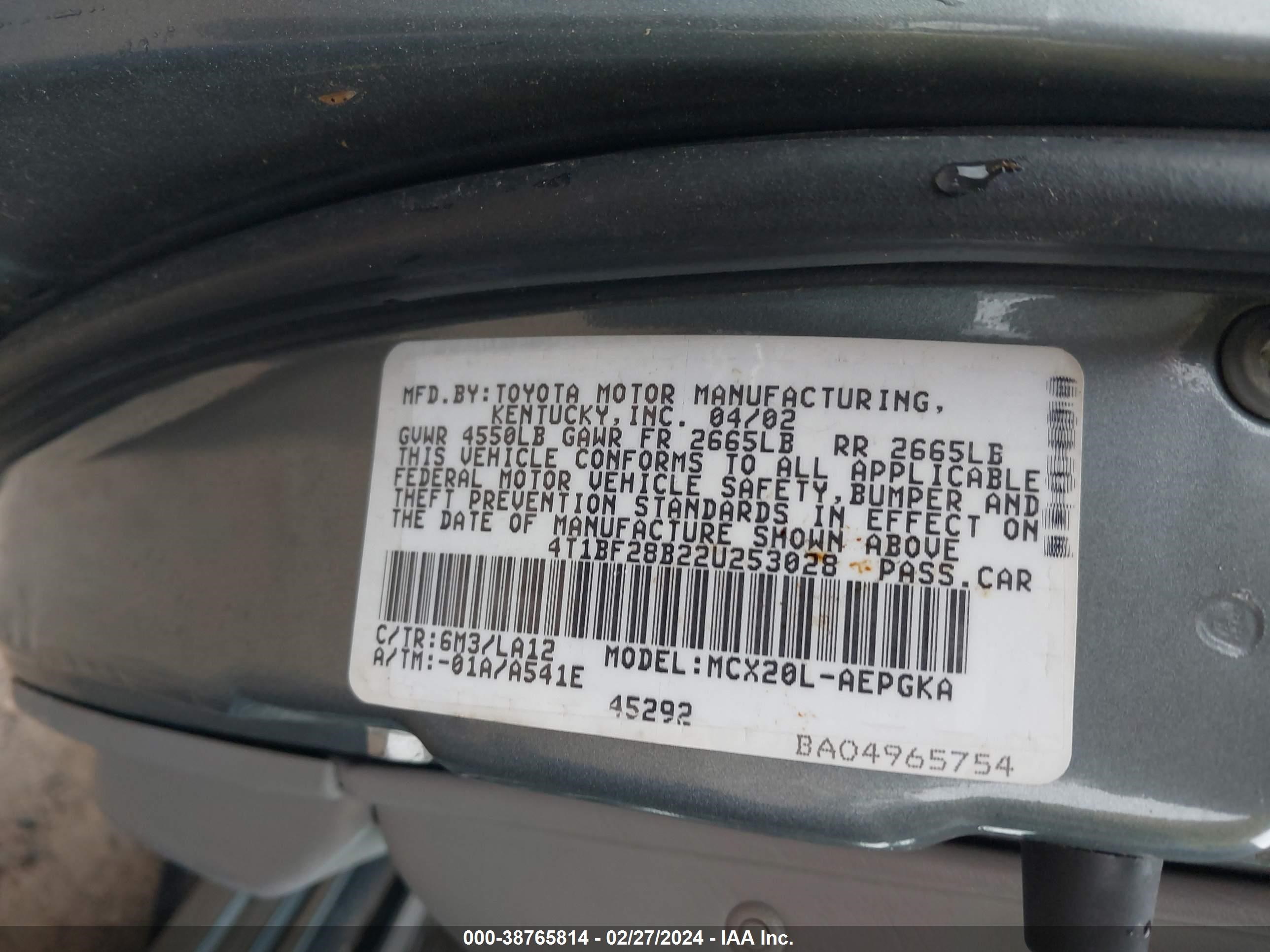 Photo 8 VIN: 4T1BF28B22U253028 - TOYOTA AVALON 