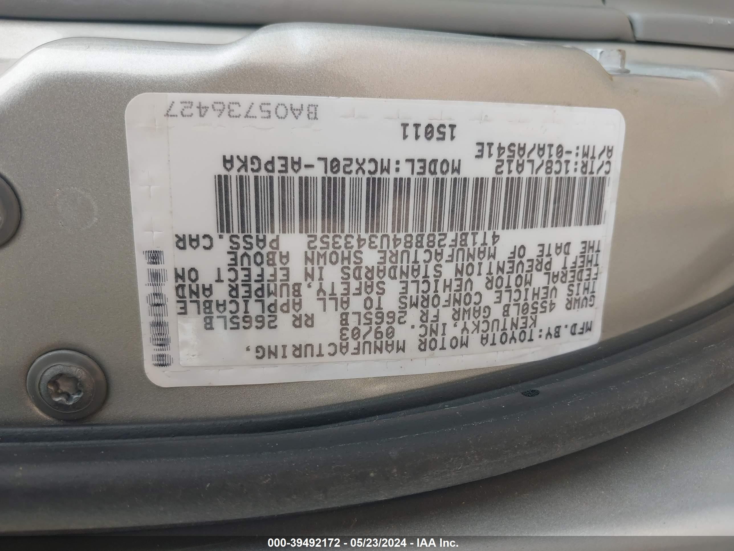 Photo 8 VIN: 4T1BF28B84U343352 - TOYOTA AVALON 