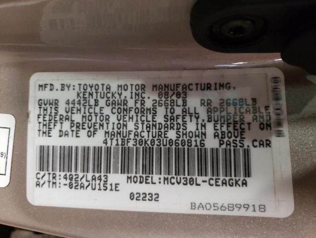 Photo 11 VIN: 4T1BF30K03U060816 - TOYOTA CAMRY 