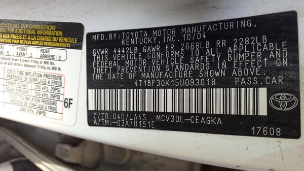 Photo 2 VIN: 4T1BF30K15U093018 - TOYOTA CAMRY 