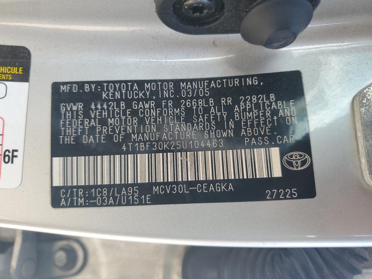 Photo 11 VIN: 4T1BF30K25U104463 - TOYOTA CAMRY 