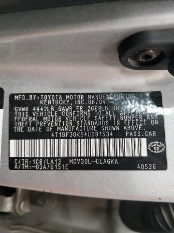 Photo 11 VIN: 4T1BF30K54U081534 - TOYOTA CAMRY LE 