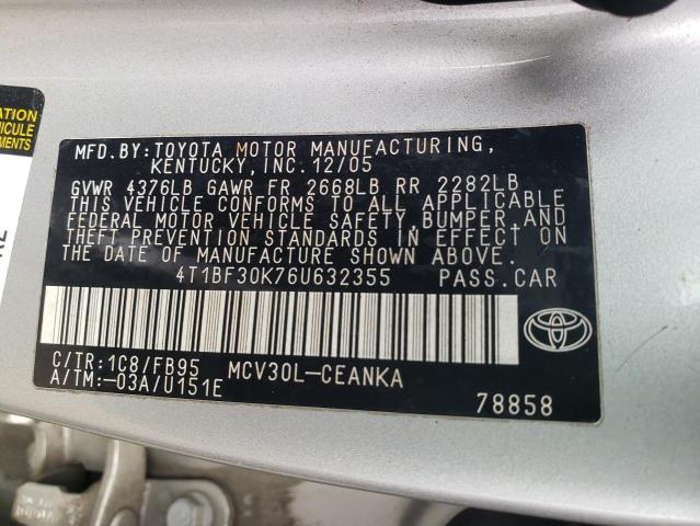 Photo 11 VIN: 4T1BF30K76U632355 - TOYOTA CAMRY 