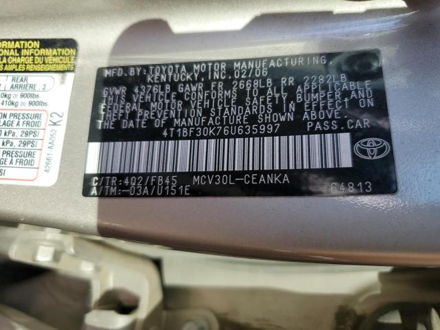 Photo 11 VIN: 4T1BF30K76U635997 - TOYOTA CAMRY 