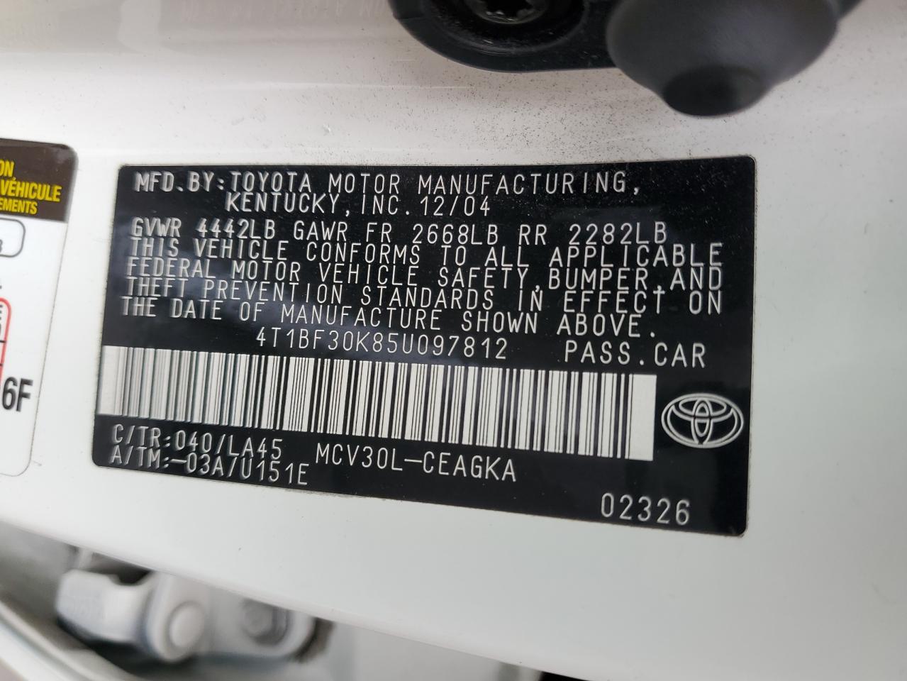 Photo 11 VIN: 4T1BF30K85U097812 - TOYOTA CAMRY 