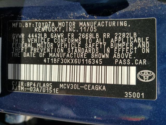 Photo 11 VIN: 4T1BF30KX6U116345 - TOYOTA CAMRY LE 