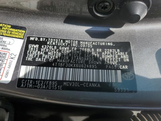 Photo 11 VIN: 4T1BF30KX6U624895 - TOYOTA CAMRY LE 