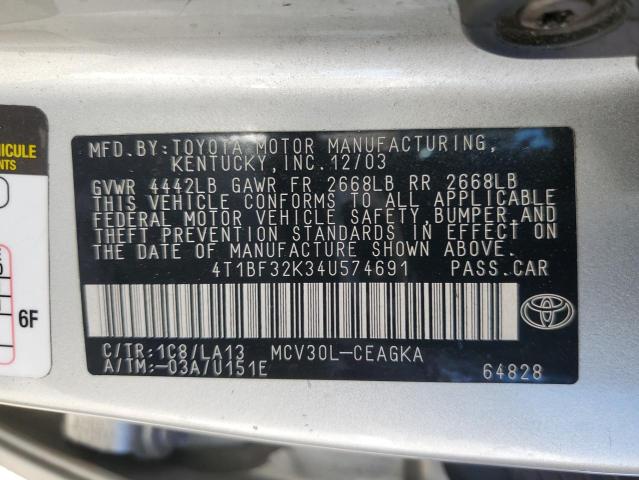 Photo 11 VIN: 4T1BF32K34U574691 - TOYOTA CAMRY LE 