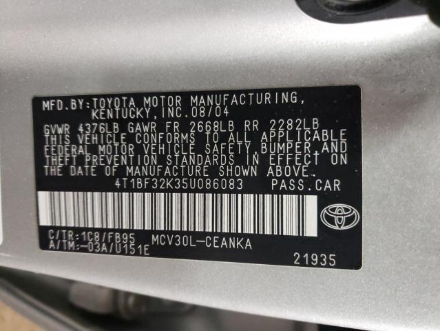 Photo 11 VIN: 4T1BF32K35U086083 - TOYOTA CAMRY LE 